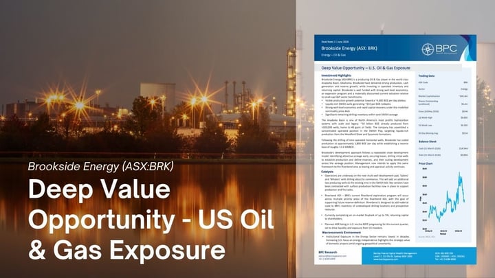 Brookside Energy (ASX:BRK) Deep Value Opportunity – U.S. Oil & Gas Exposure