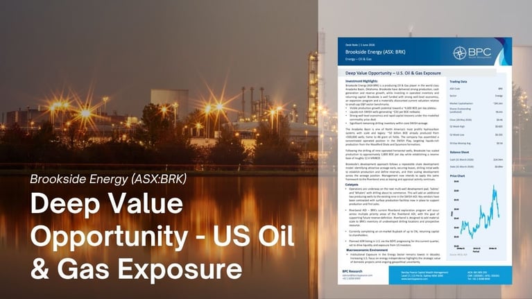 Brookside Energy (ASX:BRK) Deep Value Opportunity – U.S. Oil & Gas Exposure