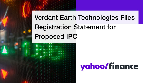 Green Energy Innovator Verdant Earth Technologies Files for IPO